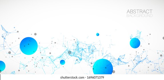 Template for science and technology presentation. Plexus style background.