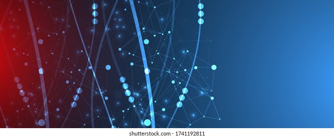Template for science and technology presentation. Plexus style background.