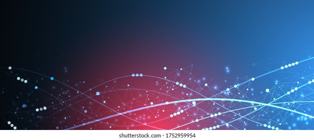 Template for science and technology presentation. Plexus style background.