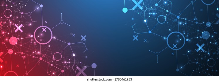 Template for science and technology presentation. Plexus style background.