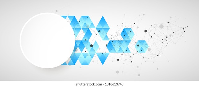 Template for science and technology presentation. Plexus style background. Brochure design template. Vector illustration.