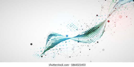 Template for science and technology presentation. Plexus style background.