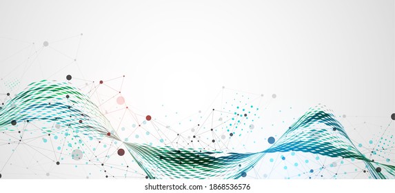 Template for science and technology presentation. Plexus style background.