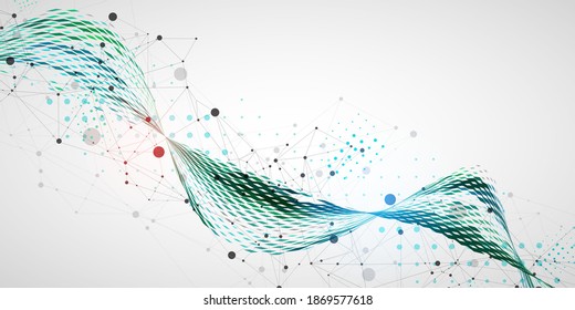 Template for science and technology presentation. Plexus style background.