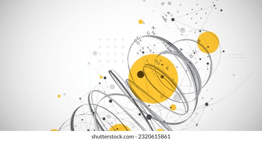 Template for science and technology presentation. Plexus style background.