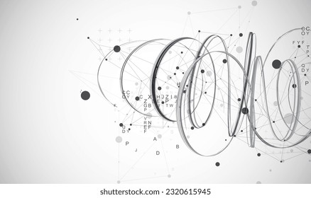 Template for science and technology presentation. Plexus style background.