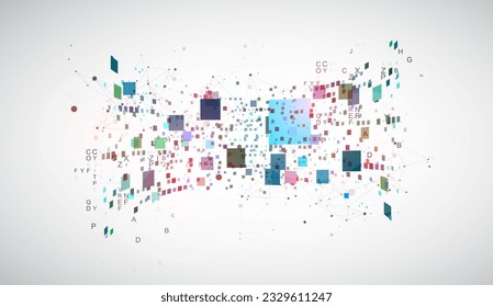 Template for science and technology presentation. Plexus style background.