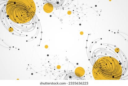 Template for science and technology presentation. Plexus style background. Vector