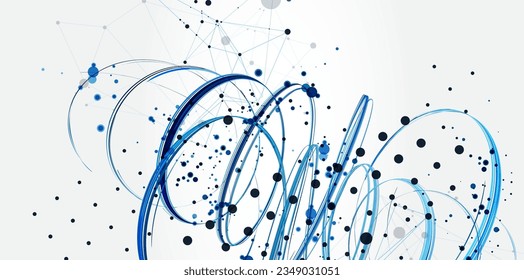 Template for science and technology presentation. Plexus style background.