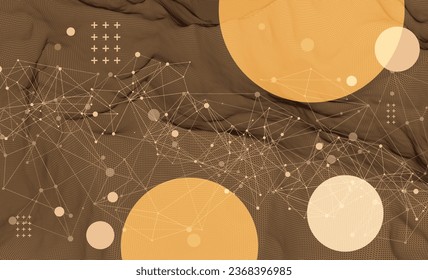 Template for science and technology presentation. Plexus wireframe style background.