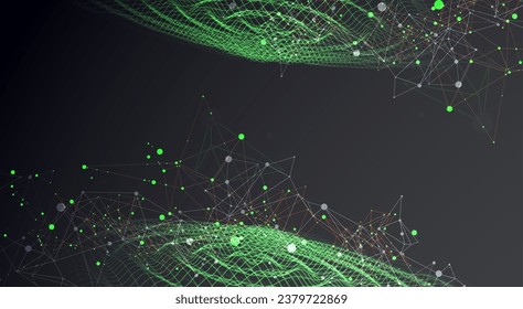 Template for science and technology presentation. Plexus style background. Vector