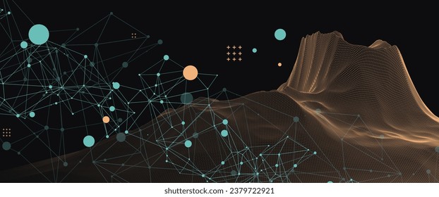 Template for science and technology presentation. Plexus style background.