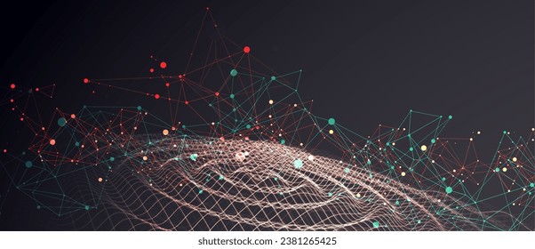 Template for science and technology presentation. Plexus style background. Vector