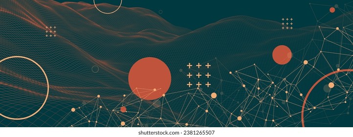 Template for science and technology presentation. Plexus style background.