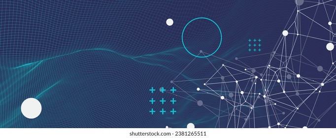 Template for science and technology presentation. Plexus style background.