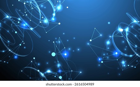 Template for science and technology presentation. Plexus style background. Vector