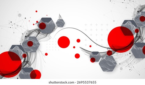 Template for science and technology presentation. Vector art.