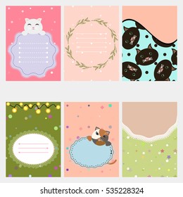 Template for scrapbook, wrapping,invitations cards, notes, stickers, labels, tags withillustrations