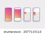 Template screen interface application for social media. Mockup frame web ui app design. Social media concept. Vector illustration. EPS 10