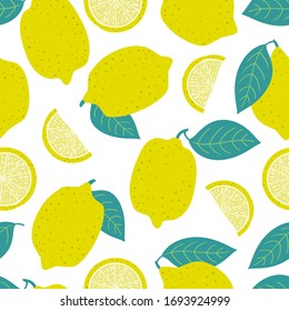 Template seamless pattern with lemons. Can be used on packaging paper, fabric, background for different images, etc.