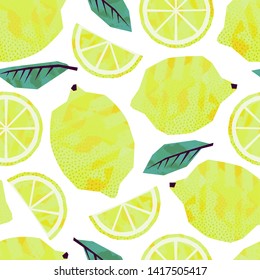 Template seamless pattern with lemons. Watercolor effect