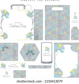 説明
Template with seamless pattern of light blue carnations vector illustration. Letterheads, envelopes, shopping bag, web banners, price tags, wrapping paper and mini bag. Cursive characters for Fathe