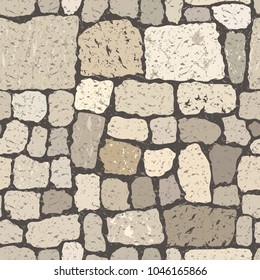 Template seamless pattern with paving stones. Can be used on packaging paper, fabric, background for different images, etc. Freehand drawing