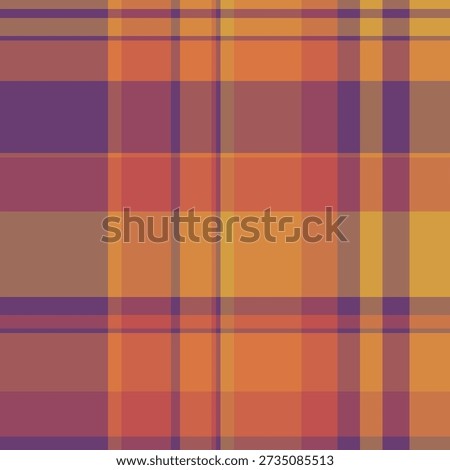 Template seamless vector texture, glamour check tartan background. Awesome plaid fabric pattern textile in orange and red colors palette.