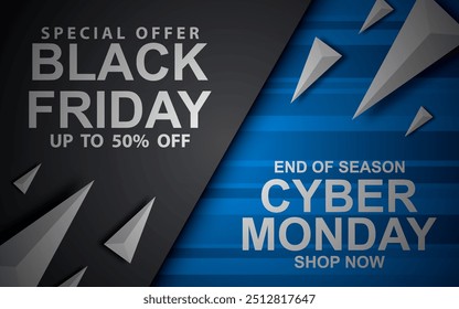 Template for seasonal sales Black Friday and Cyber ​​Monday. vector illustration.