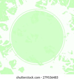 Template with semi-transparent green circle over pastel colored artistic paint splashes, ready for your text.