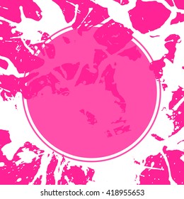 Template with semi-transparent pink circle over bright colorful artistic paint splashes, ready for your text.