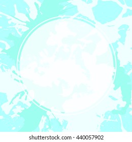 Template with semi-transparent white circle over pastel blue artistic paint splashes.