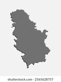 Template Serbia map of grey diagonal lines isolated on background. Europe country for pattern, design, illustration, infographic. Abstract concept parallel lines of silhouette map Serbia
