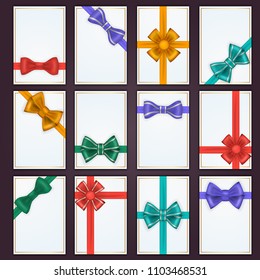 Template set of bow with ribbon for a banner, poster, flyer, notebook, invitation. Decoration element for design
