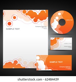 template set of business items in orange color