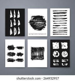 Template. Set of cards. Hand Drawn textures made with ink 