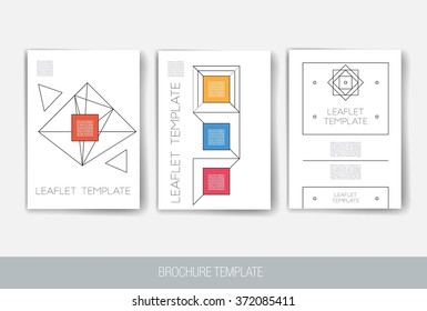 Template. Set of creative cards with geometric hipster icons. Trendy hipster logotypes. Polygonal icons. Templates. Design Set of Web, Mail, Brochures, Flyer, Technology, and Infographic Concept.