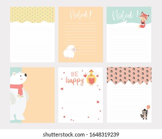 Template set cute vector design of a notebook.
