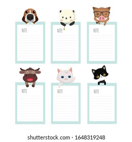 Template set cute vector design of a notepad.
