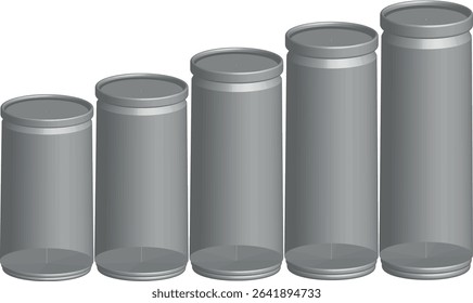 Template of a Set of Empty Cans for Label Design