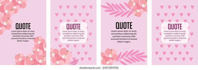 Conjunto de Plantilla , Plantillas florales , citas en círculo, Ilustración vectorial.