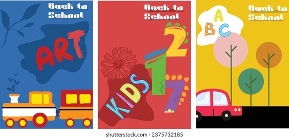 Template set for flyers, magazines, posters, book covers, booklets, and banners. Features grain texture and noise effects. Includes people characters in a kids' playground background with various item