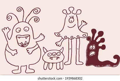 template set of four monsters