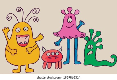 conjunto de plantillas de cuatro monstruos