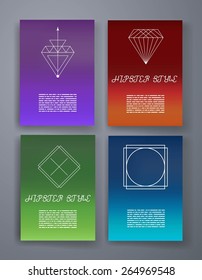 Template. Set hipster geometric typography retro flyer , poster. Business Card Templates. Line Geometric Hipster Symbols for Logotype Design. Abstract Modern Vector Signs Collection for Banner, Poster