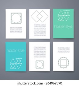 Template. Set hipster geometric typography retro flyer , poster. Business Card Templates. Line Geometric Hipster Symbols for Logotype Design. Abstract Modern Vector Signs Collection for Banner, Poster
