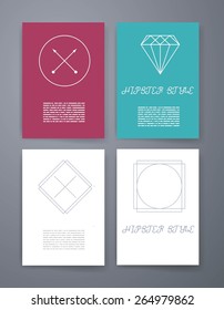 Template. Set hipster geometric typography retro flyer , poster. Business Card Templates. Line Geometric Hipster Symbols for Logotype Design. Abstract Modern Vector Signs Collection for Banner, Poster
