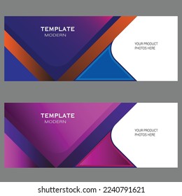 template Set. Horizontal header web banner. Modern gradient cover header background for website design, Social Media Cover ads banner, flyer, promotion, invitation card.
