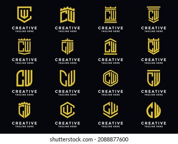 Template Set Initial Letters Of The CW Logo Icon. -Vector