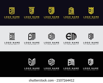 Template Set initial letters of the EM logo icon. -Vector